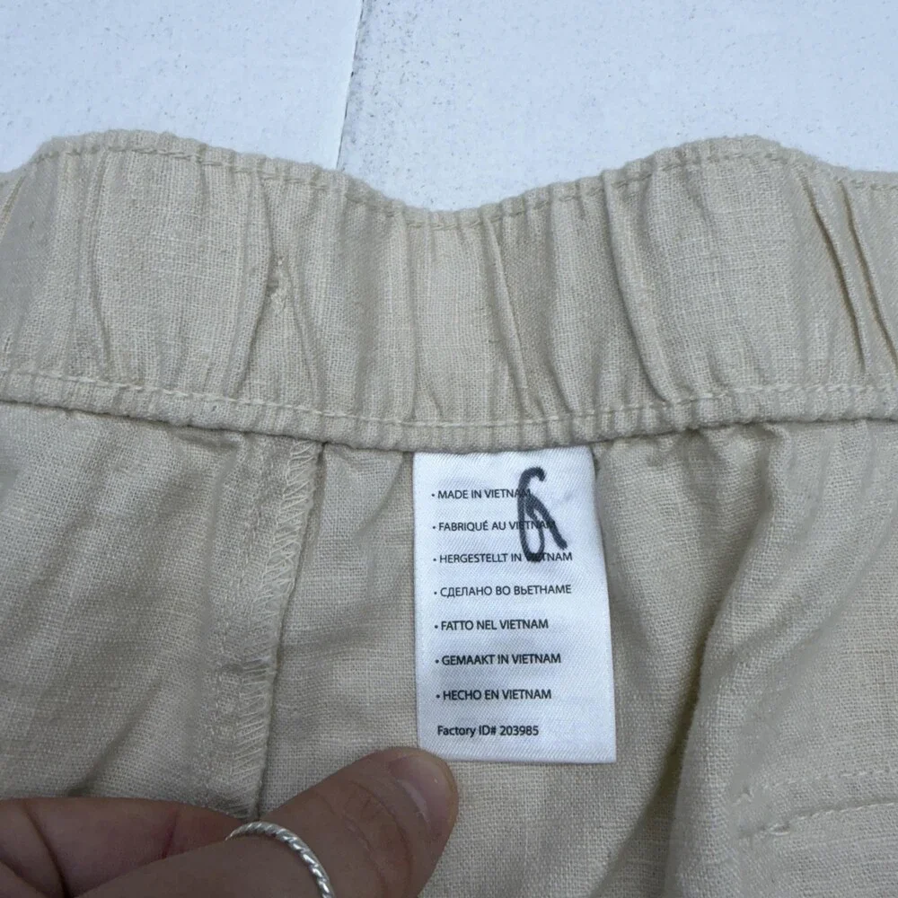 Oak Hill Pants Mens Big 60x30 5XL Beige Relaxed Fit Linen Chino Drawstring
